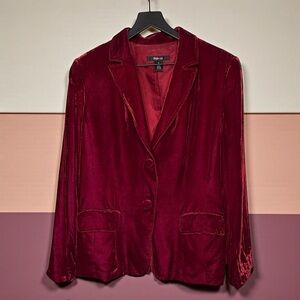 STYLE & CO RED RAYON SILK VELVET BLAZER JACKET SIZE 16